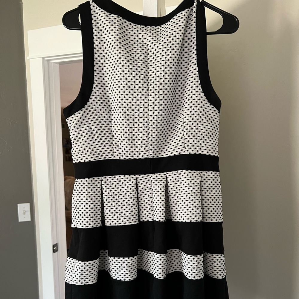 Elle midi work dress black and white polka dots